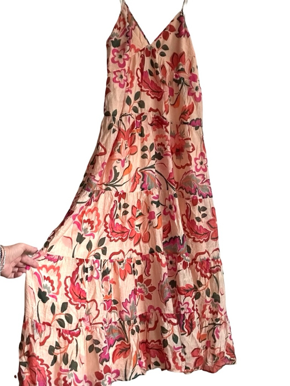 1. STATE women's Boho Floral Tiered Maxi Dress - Pink Floral - SIZE S - SMALL - Picture 5 of 16